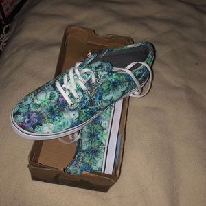 Blue, Purple, and White Vans